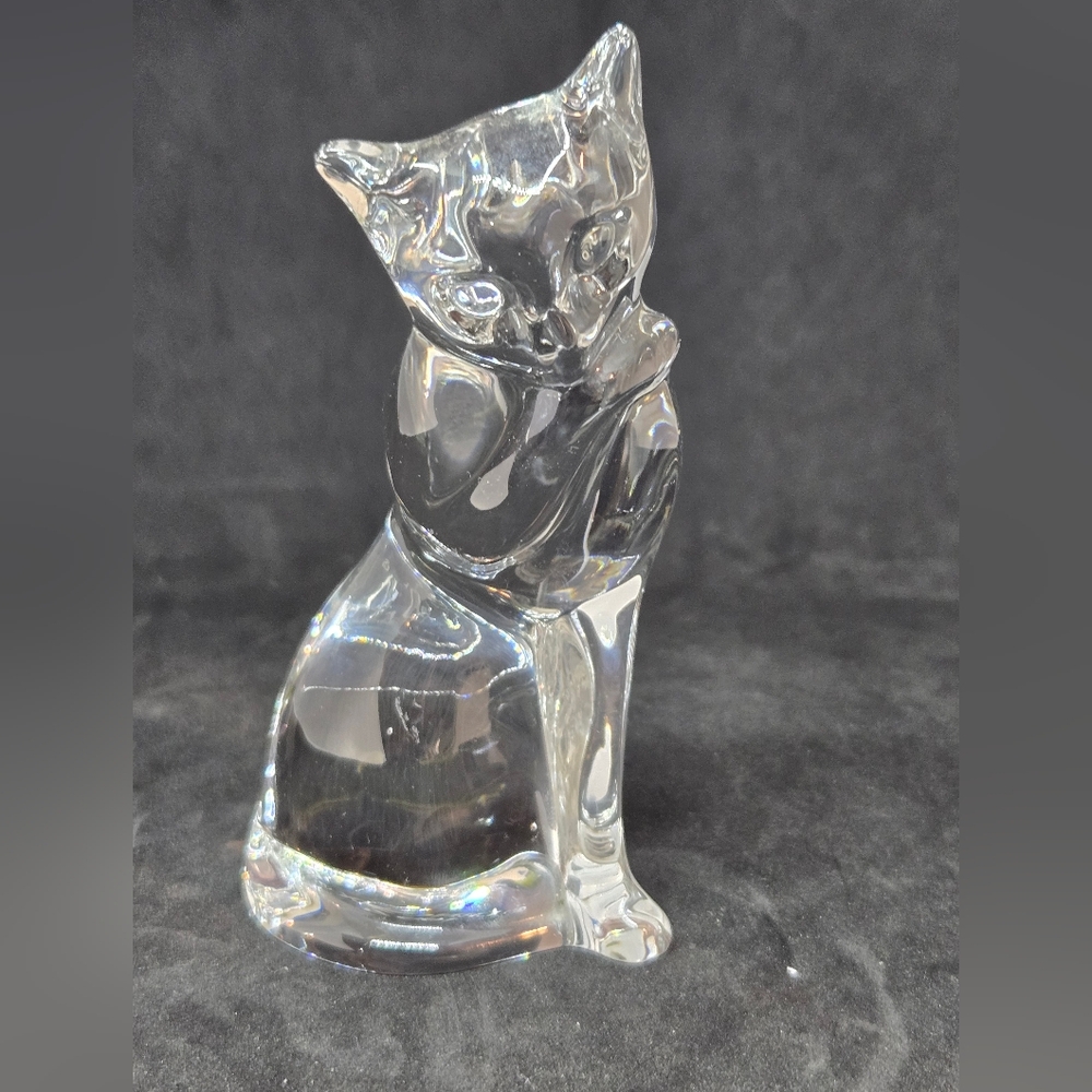 Vtg Lenox Crystal Glass Bathing Cat Figuirine 1994